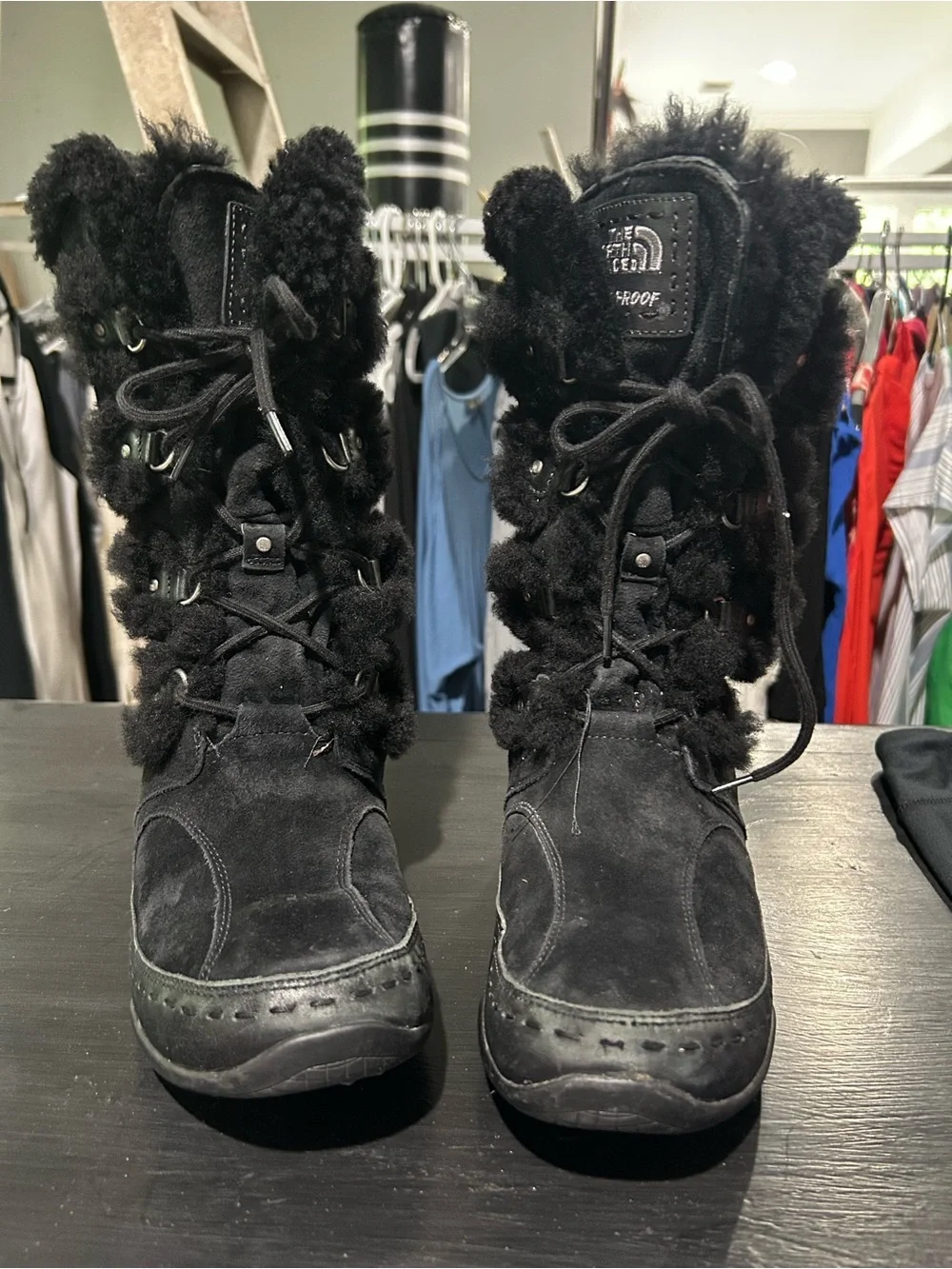 The North Face Black Suede Faux-Fur Lace-Up Winter Boots